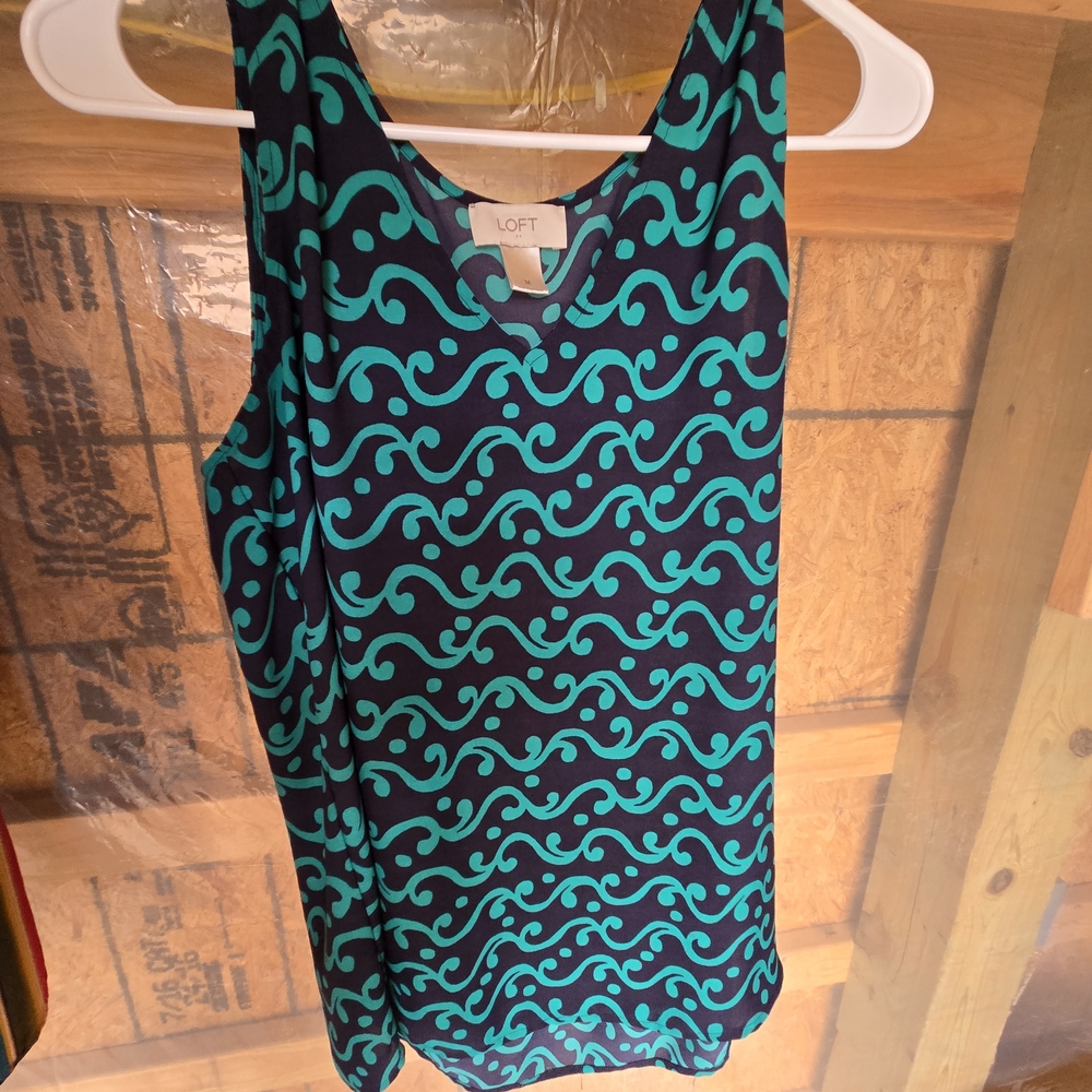 LOFT Blue and Green Blouse with Elegant Design
